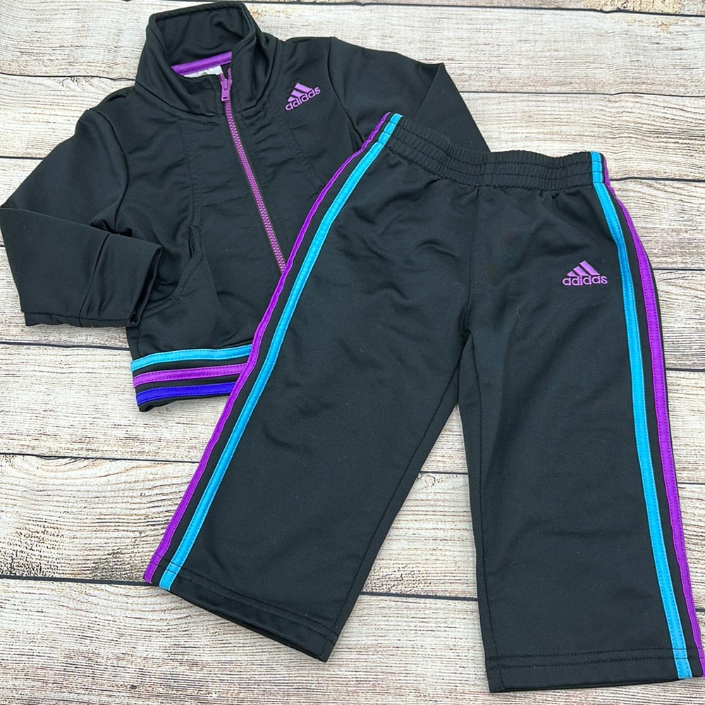 Adidas Black Purple and Blue Track Suit Size 18 M
